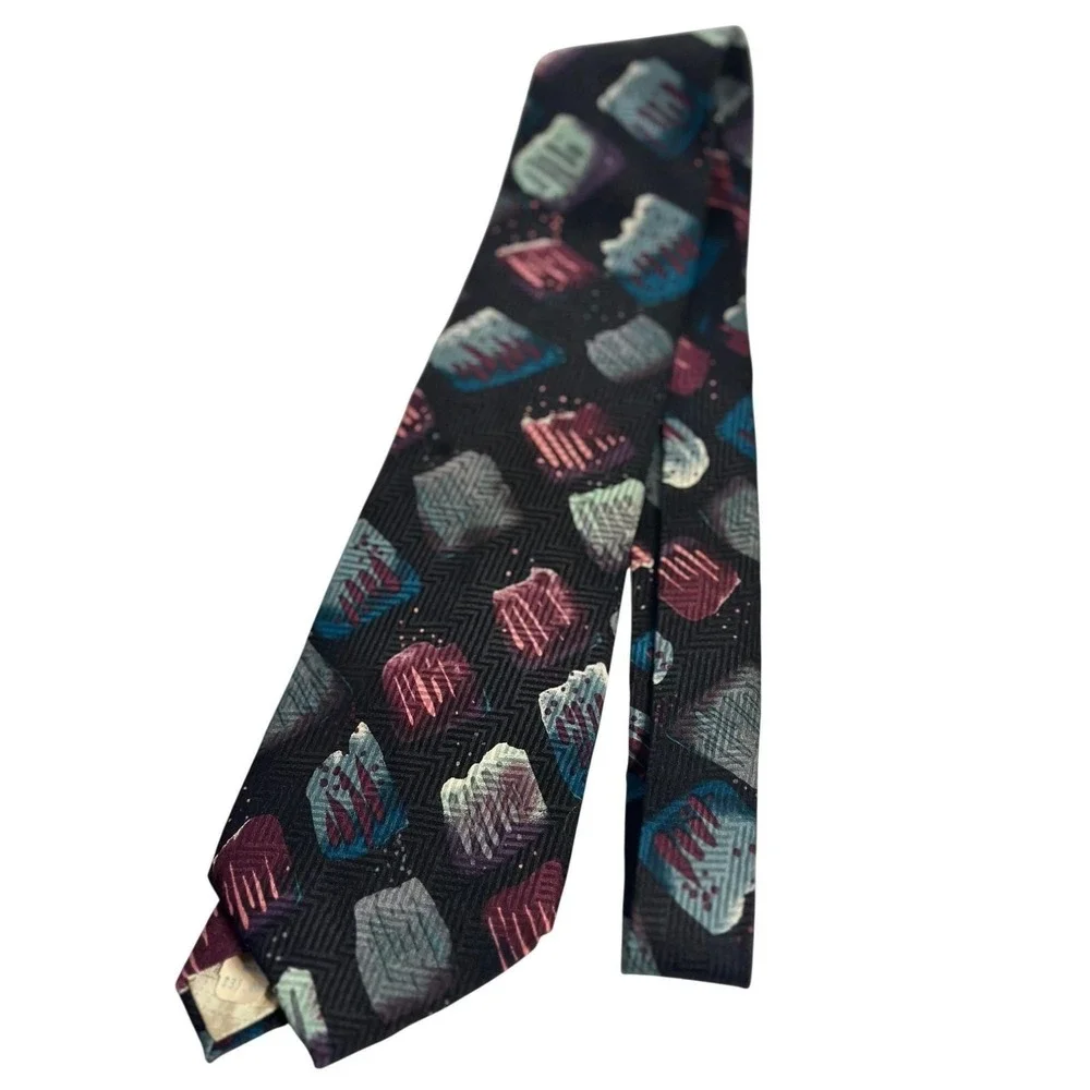 VTG Pcarlo Palazzi Paris Tie Geometric Pattern‎ Italian Silk Necktie Accessory
